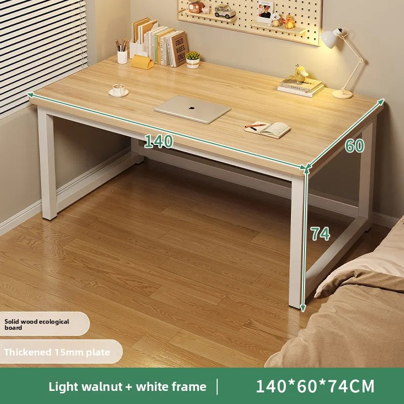 80/100/120/140/160cm Office Desk 15mm Wood Desktop Computer Table with Steel Frame Study Writing Desk for Home Office Workspace