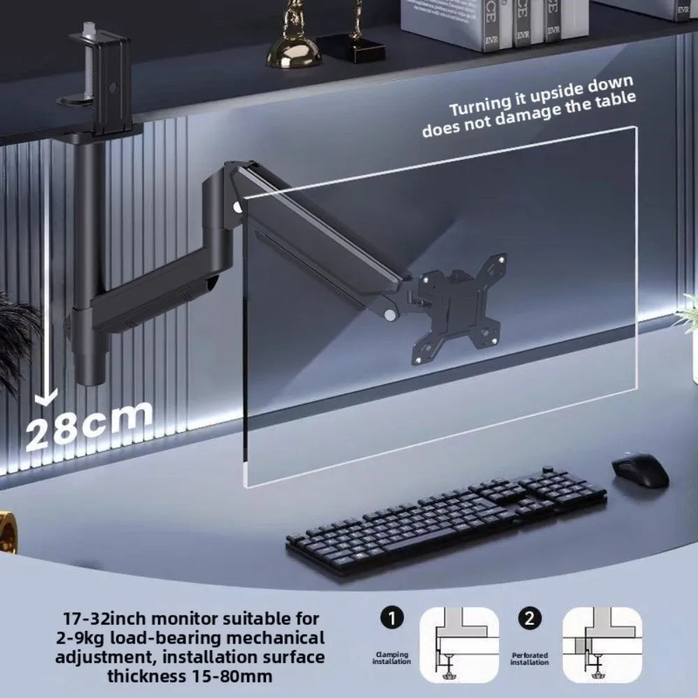 Desktop Mount Monitor Arm Stand with Tray Expandable Monitor Holder Ergonomic Universal Monitor Bracket Computer Monitor