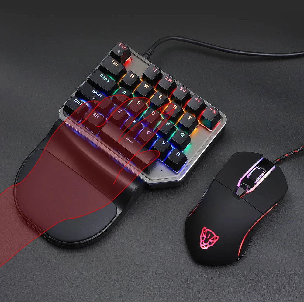 Motospeed K27 Gaming Mechanical Keyboard 27 Keys Wired LED Backlight Single Handed Numpad Computer Keypad Red Switch For Laptop