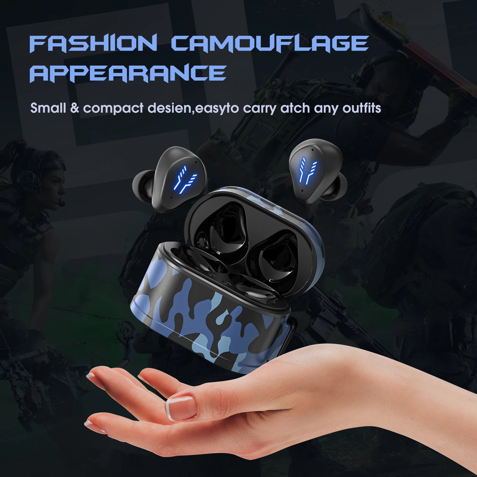Bluetooth Gaming Earphones Wireless Noise-Canceling Headphones Low Latency Hi-Fi Audio Game Party for Gamer Friends Family