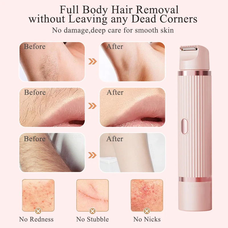 Electric Shaver for Women Bikini Trimmer Facial Mustache Hair Removal Razor Ladies Face Underarm Legs Electric Painless Epilator