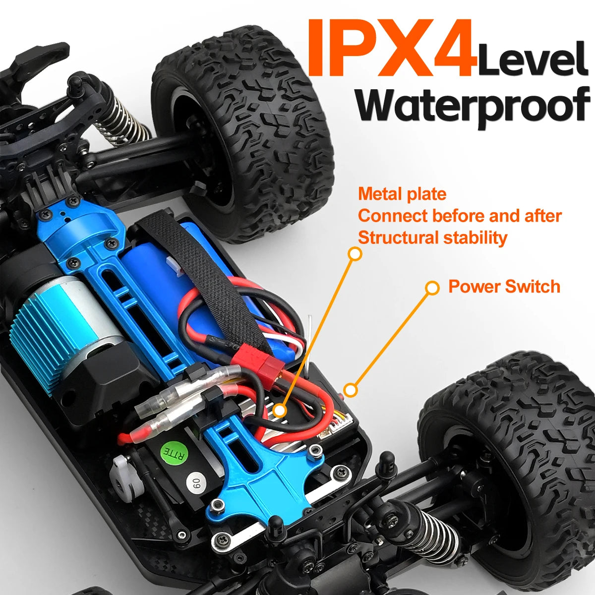 WLtoys 164018 1/16 Scale RC Car Off-Road 4WD Electric Remote Control Big Foot Climbing Truck with LED Lights High-Speed 2.4G