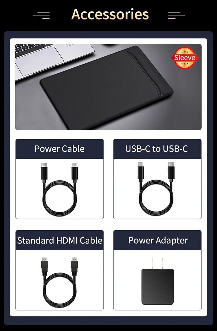 14'' 4K OLED Portable Monitor 16:10 3840*2400p 500Nits USB-C HDMI-Compatible External Gaming Monitor for PS5 Switch Laptop MacOS