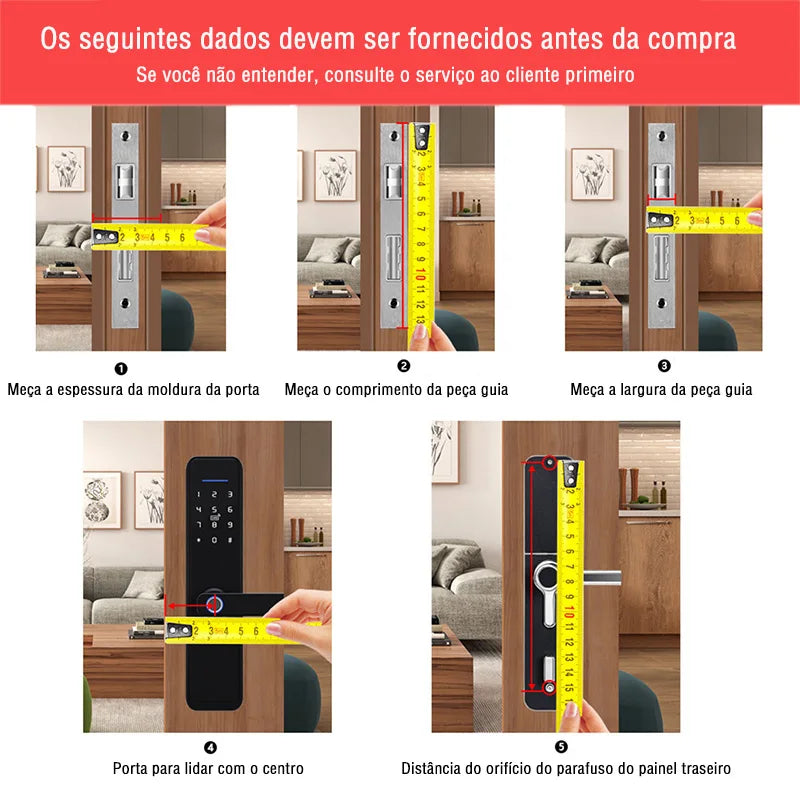 Electronic Smart Door Lock With Biometric Fingerprint Smart Card Password Key Unlock USB Tuya APP Emergency Charge lock For home