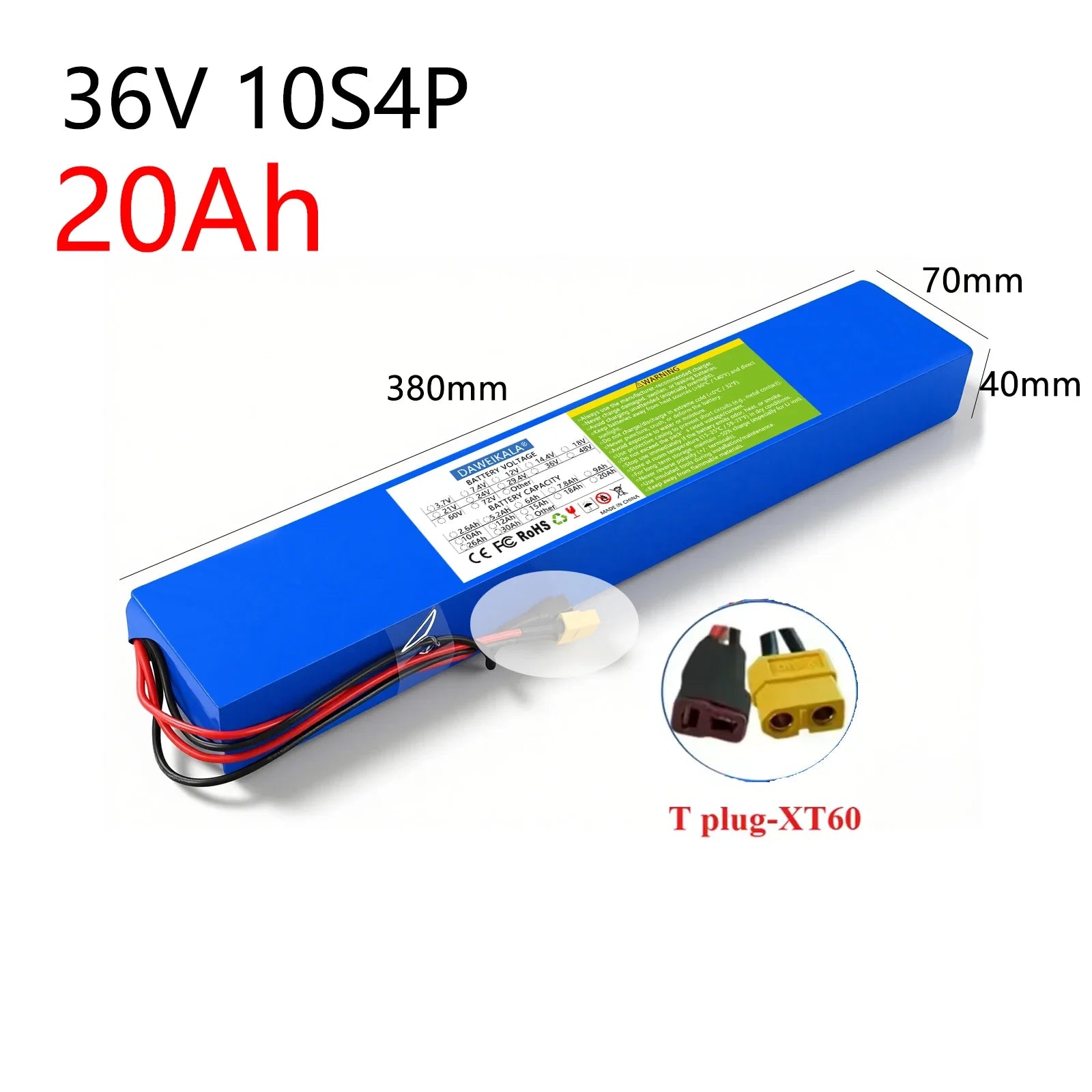 36V 10S4P 20Ah 18650 Battery Pack 250-750W  30A BMS 36v Lithium Li-ion Battery Electric Scooter 42v Electric Scooter Battery