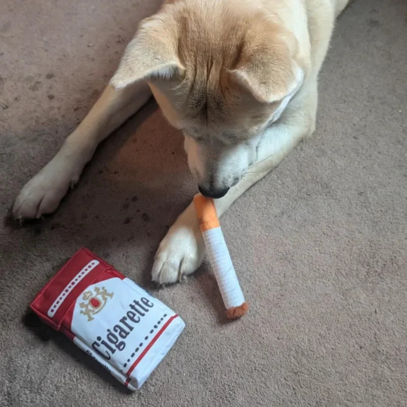 1set Cigarettes with Boxes Pet Vocalizations Durable Chew Toys Plush Toys Dogs Throwing Dolls Pet Supplies Gifts