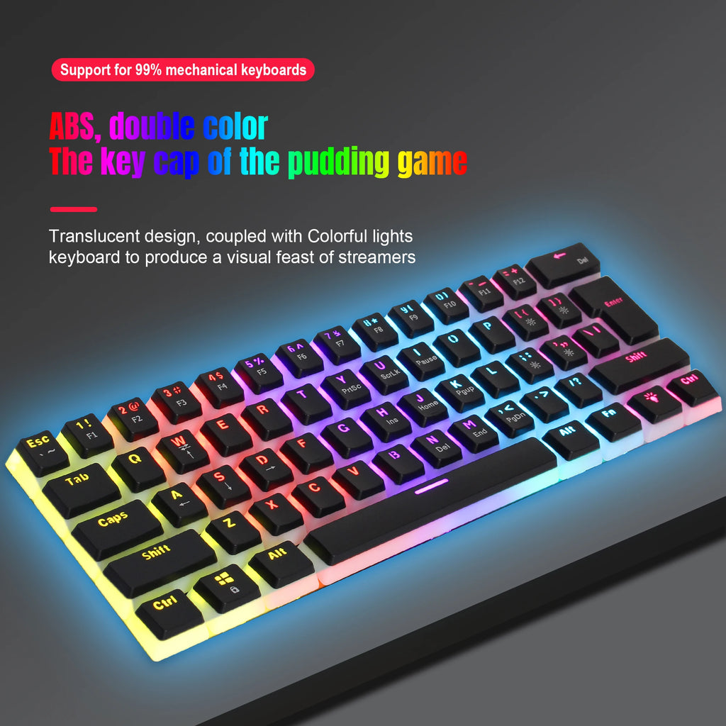 61 Keys Wired Mechanical Keyboard Blue Switch Two-color Injection Pudding Key Cap RGB Backlight For Game Office Home
