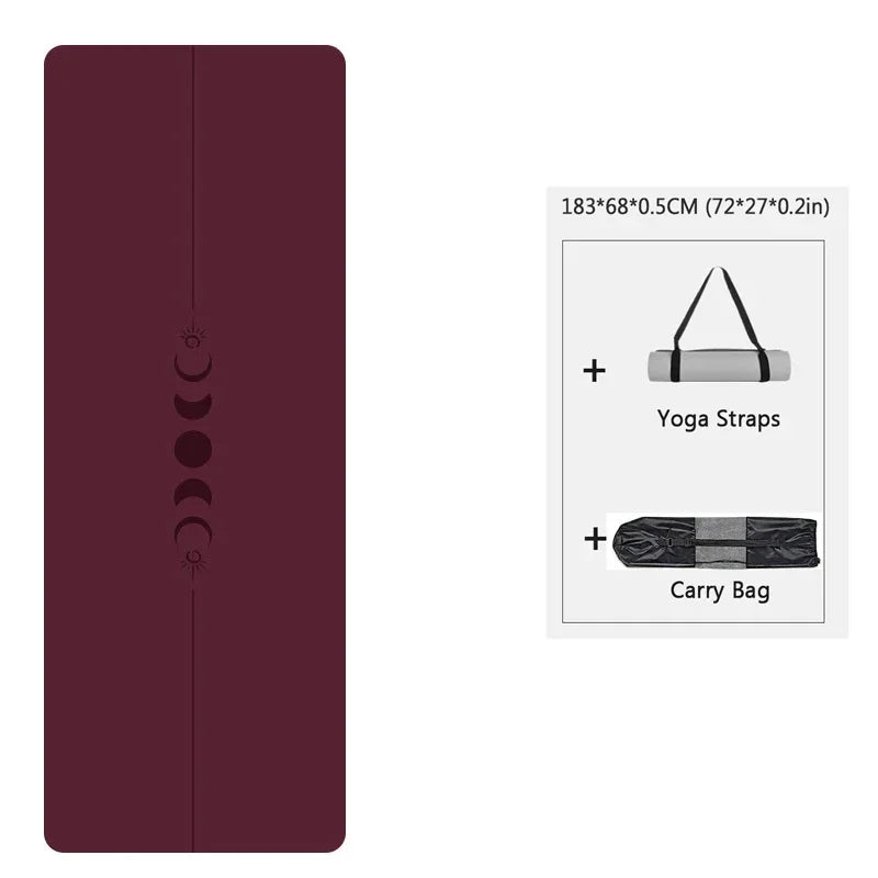 183cm Natural Rubber PU Yoga Mat Thickened, Widened, Shock-absorbing Non-slip, Sweat-absorbent, Sun-moon Fitness Meditation Mat