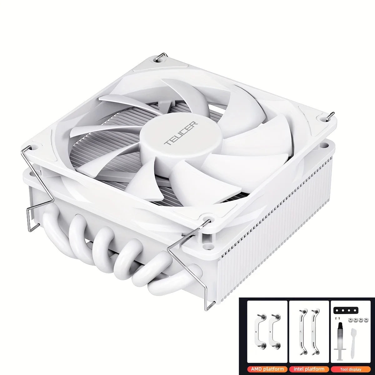 TEUCER 4.5cm Low Profile CPU Air Cooler High Performance 6 Heat Pipes for Intel LGA 1700 115X/AM4 AM5 ITX Gaming CPU Radiator