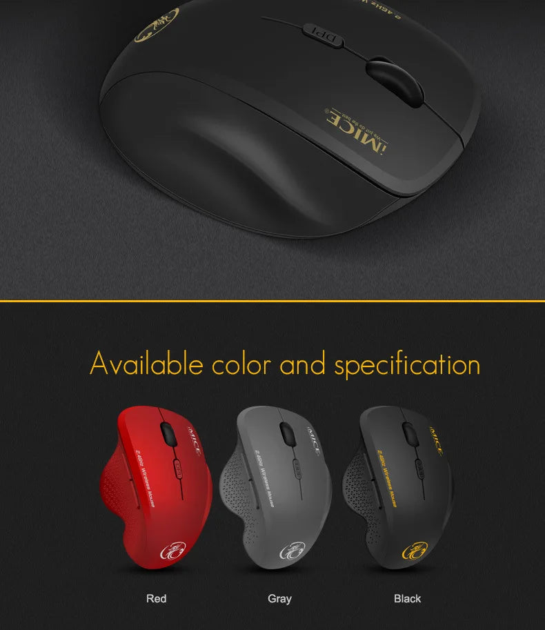 Wireless Mouse 2.4G 1600DPI Portable Gaming and Office Mouse Ergonomic Smart Power Saving for Macbook PC Gamer Laptop Win7/8/10