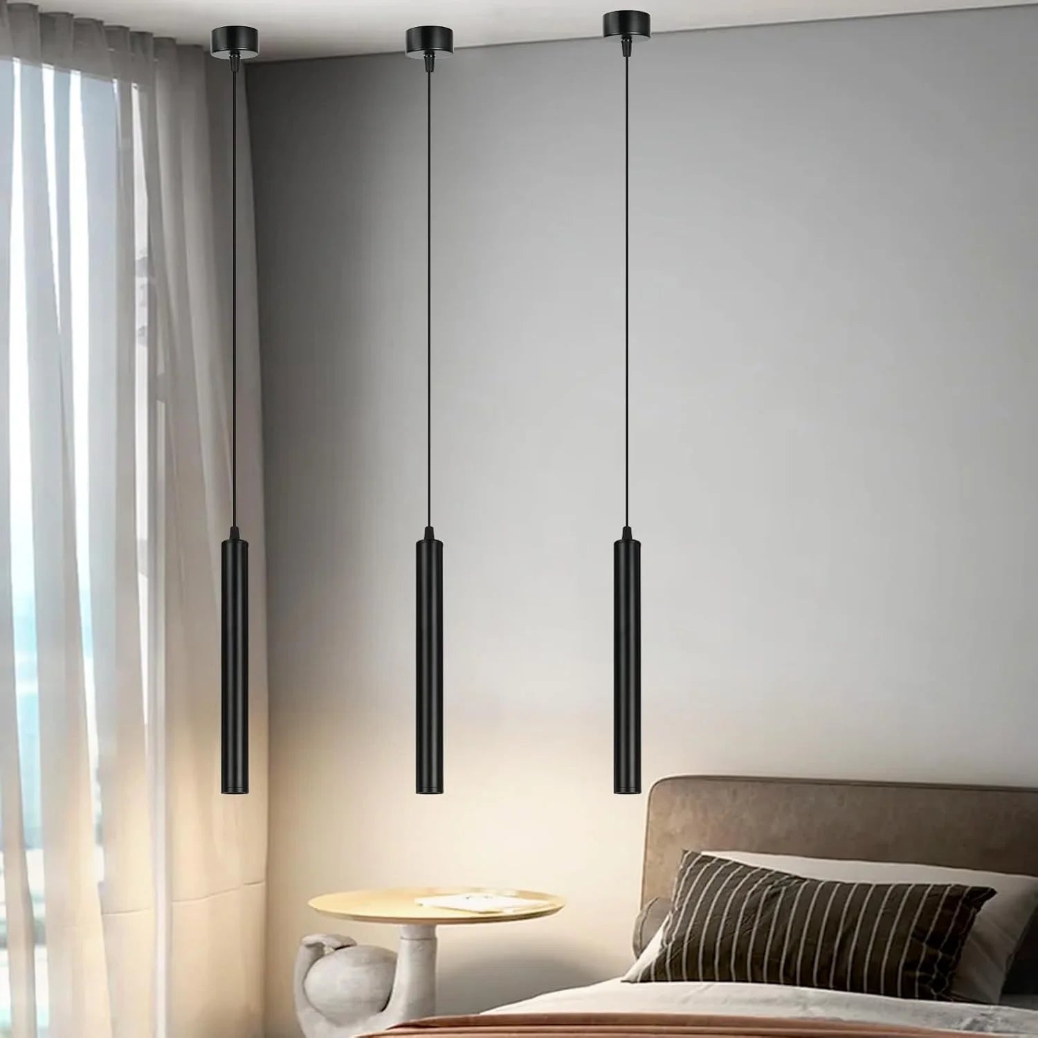 Modern Nordic Led Pendant Lamp Double head Pendant Light Dining Room 2m Hanging Lamp Pipe Decora Cylinder Pipe Line chandelier