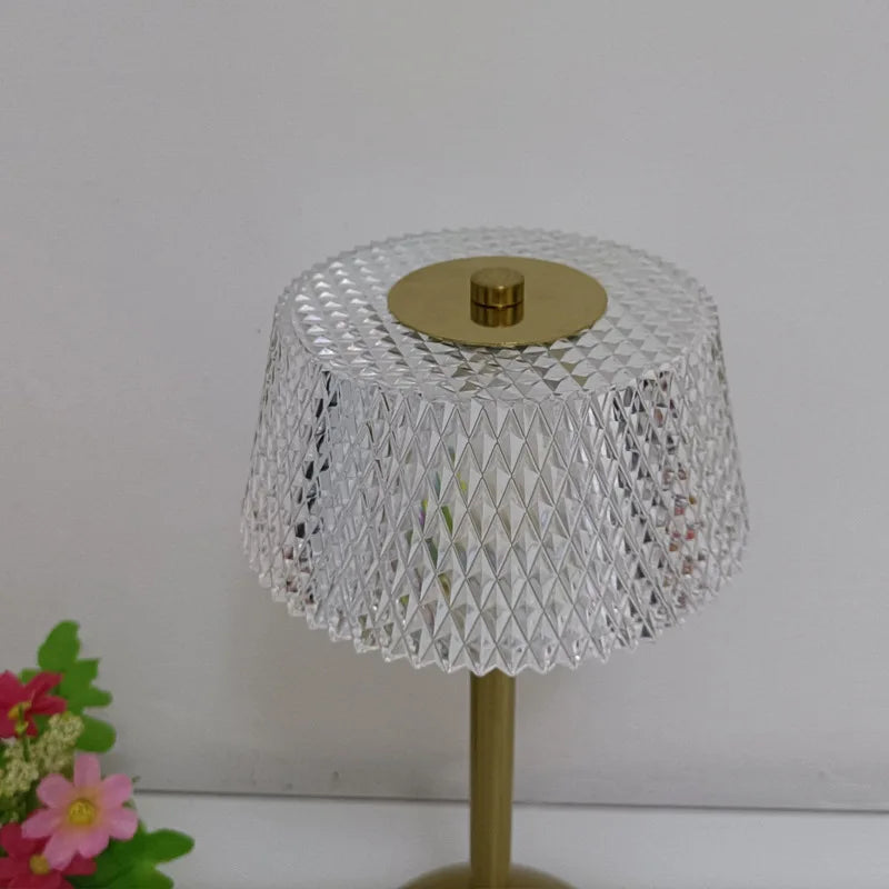 Nordic Crystal Rechargeable Table Lamp LED Bar Lamp Touch Dimmable Golden Desk Lamp Living Room Bedroom Hotel Lamp Bedside Lamp