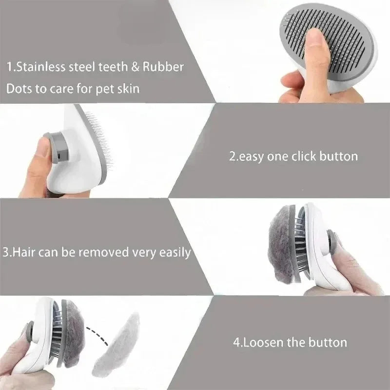 For Dogs Cats Grooming Tools Pets Dematting Comb Dogs Accessories Pet Dog Brush Cat Comb Self Cleaning Pet Hair Remover Brush