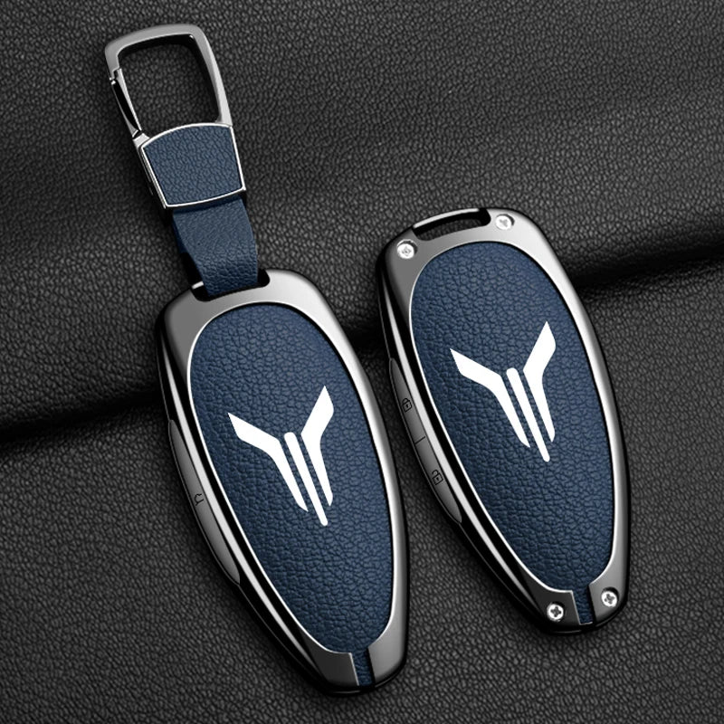 Car Key Case Cover Shell Fob For Voyah Free I-Land Dreamer 2021-2023 Keychain Auto Zinc Alloy Leather Key Protection Accessories
