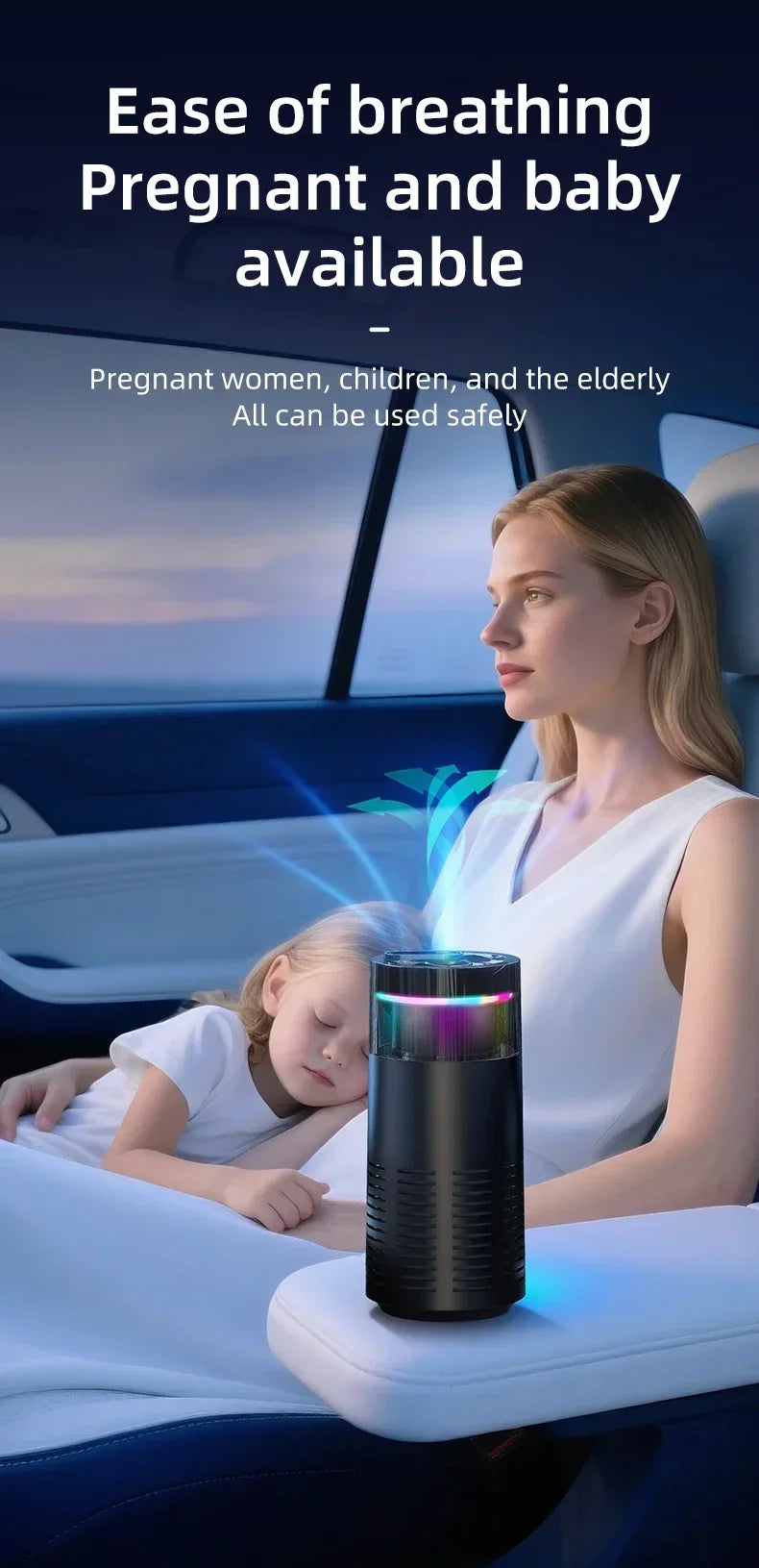 Mini Air Purifier with Aromatherapy Sticks True HEPA Filter Cleans Air & Eliminates 99.97% of Dust, Odors - Cars, School, Office