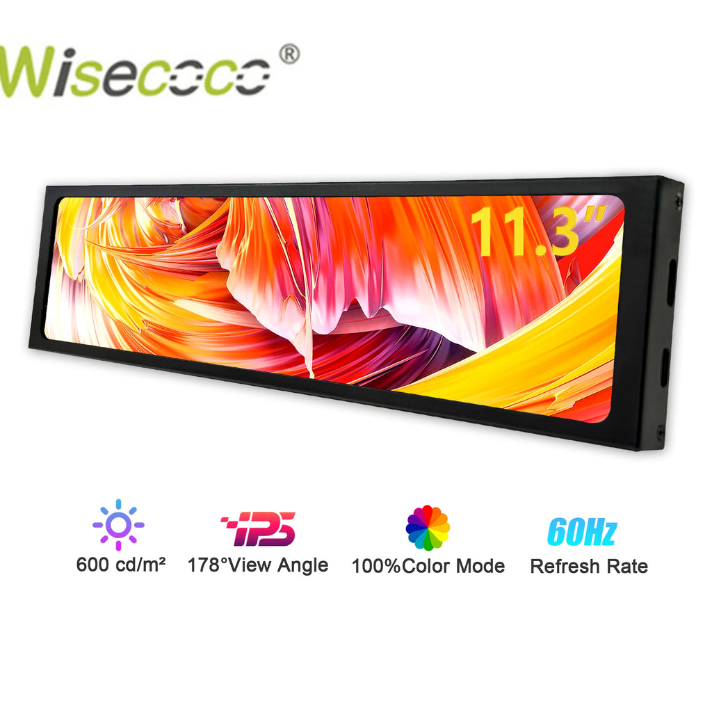 Wisecoco 12.3/11.3'' 1920x720 Touch Portable Monitor Stretched Bar Screen Gaming Monitor Not support AMD integrated graphics
