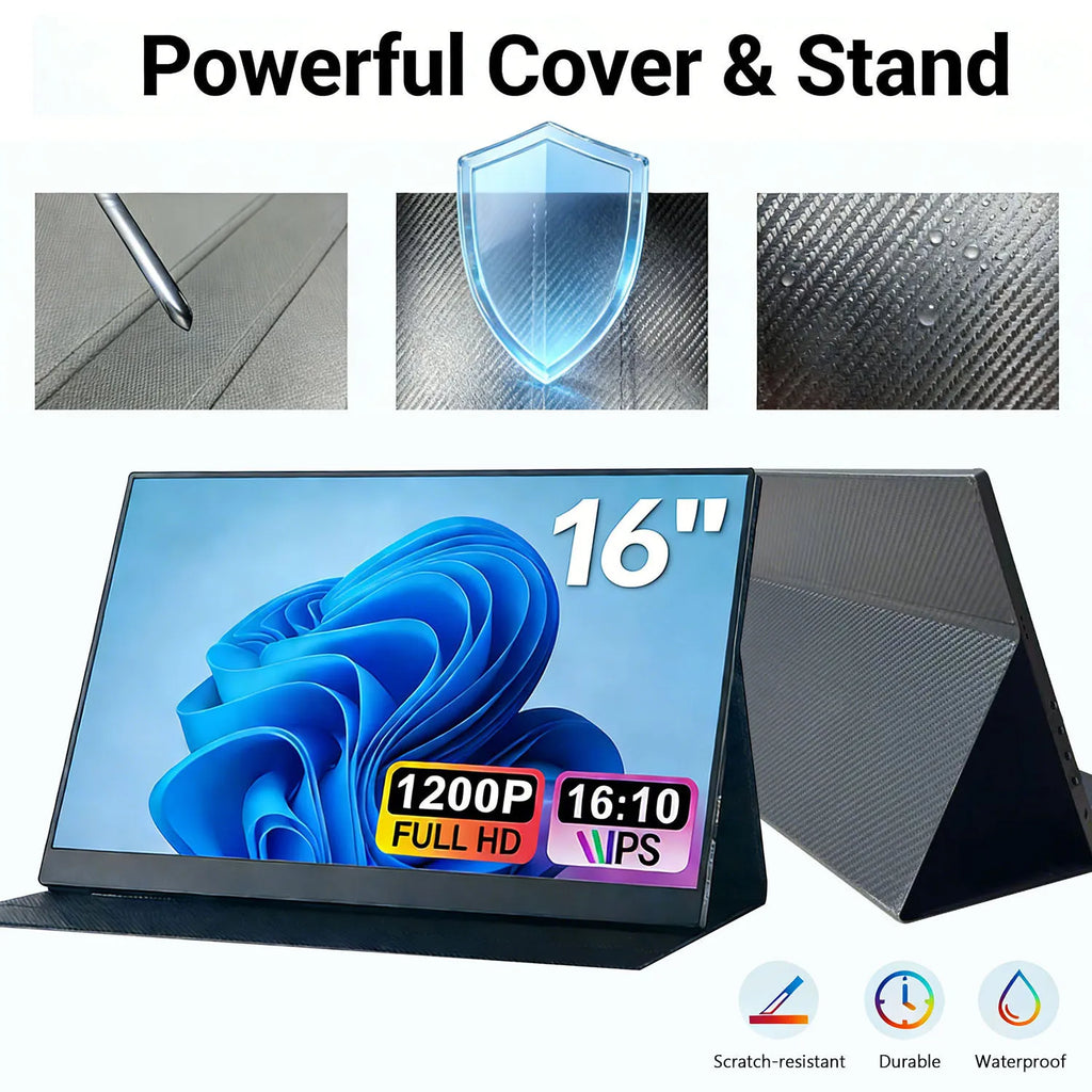 Portable Monitor 16 Inches Portable Display External Screen 1.2K 60HZ / 1920*1200  Gaming Monitor For Switch NS2 PS5 XBOX PC
