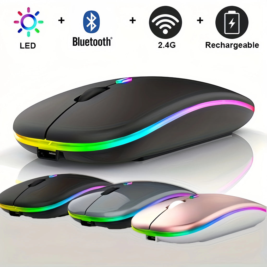Wireless Mouse Bluetooth 2.4GHz Dual Modes Rechargeable RGB Ergonomic Silent Mouse Optical Mice For PC Computer Laptops Notebook