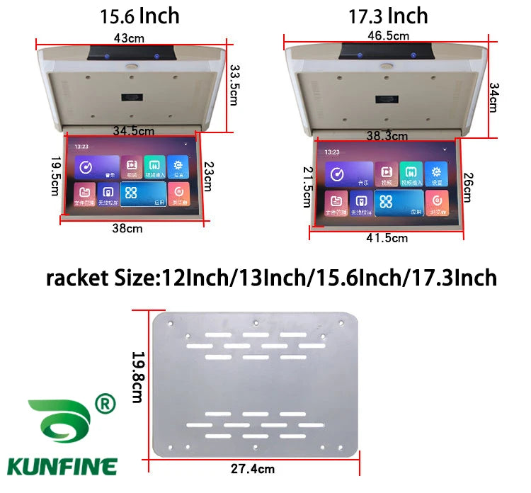 15.6 inch Display digital screen Android 9.0 Car Roof Monitor LCD Flip Down Screen Overhead Multimedia Video Ceiling Roof mount