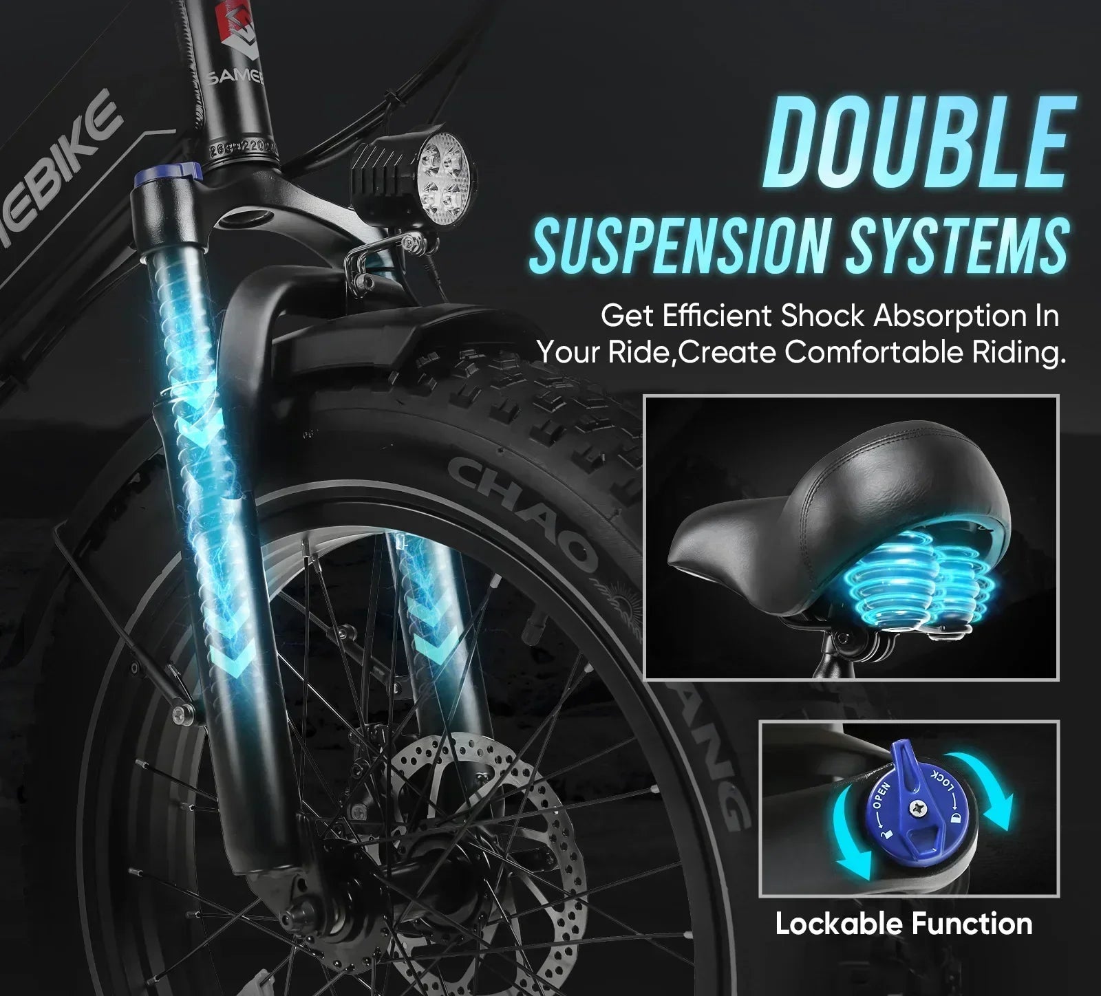 20*4.0 inch fat tire folding electric bicycle, 750W motor urban mountain E-Bike, 48V13AH battery adult electric scooter