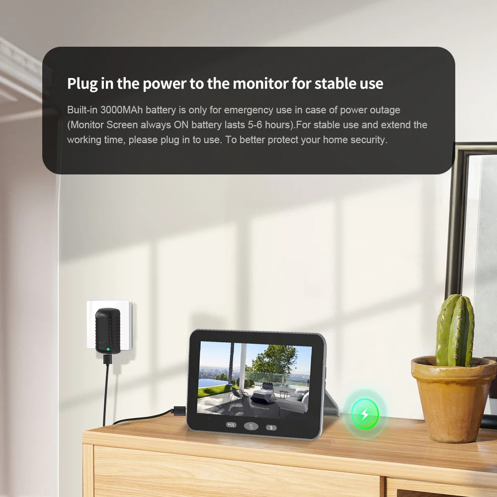 Tuya Smart Wireless Doorbell Camera Outdoor WiFi Audio Video Door Phone Intercom System 1080P 5'' Monitor Screen No Monthly Fees