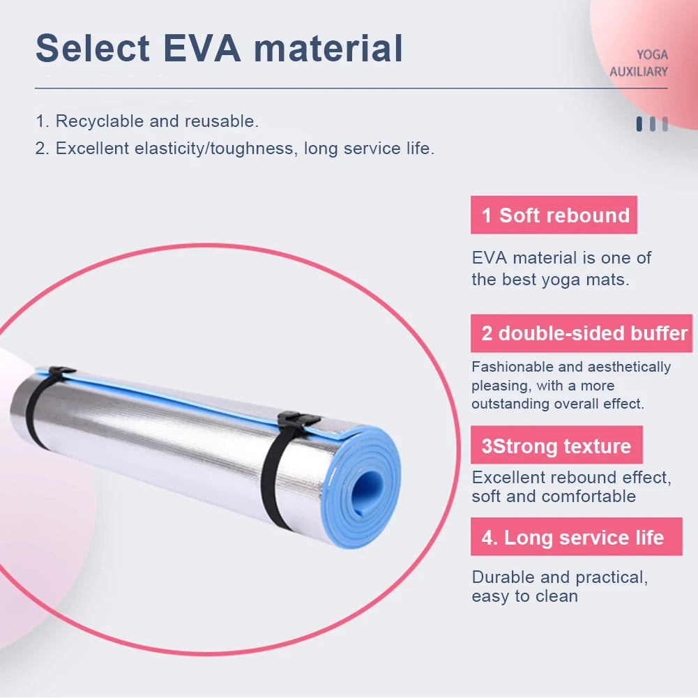 1.8mx10/8/6mm Yoga Mat Anti-skid Sports Fitness EVA Comfort Foam 6mmThick Yoga Mat for Exercise Yoga and Pilates Gymnastics Mat