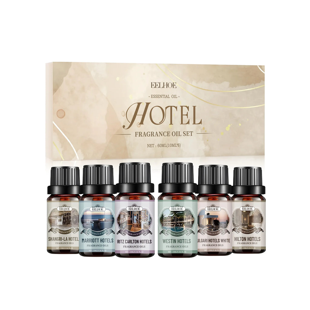 6 Flavors 10ml Essential Oils Nature Plant Making for Aroma Diffuser Air Humidifier Home Hotel Water-soluble Fragrance Gifts Kit