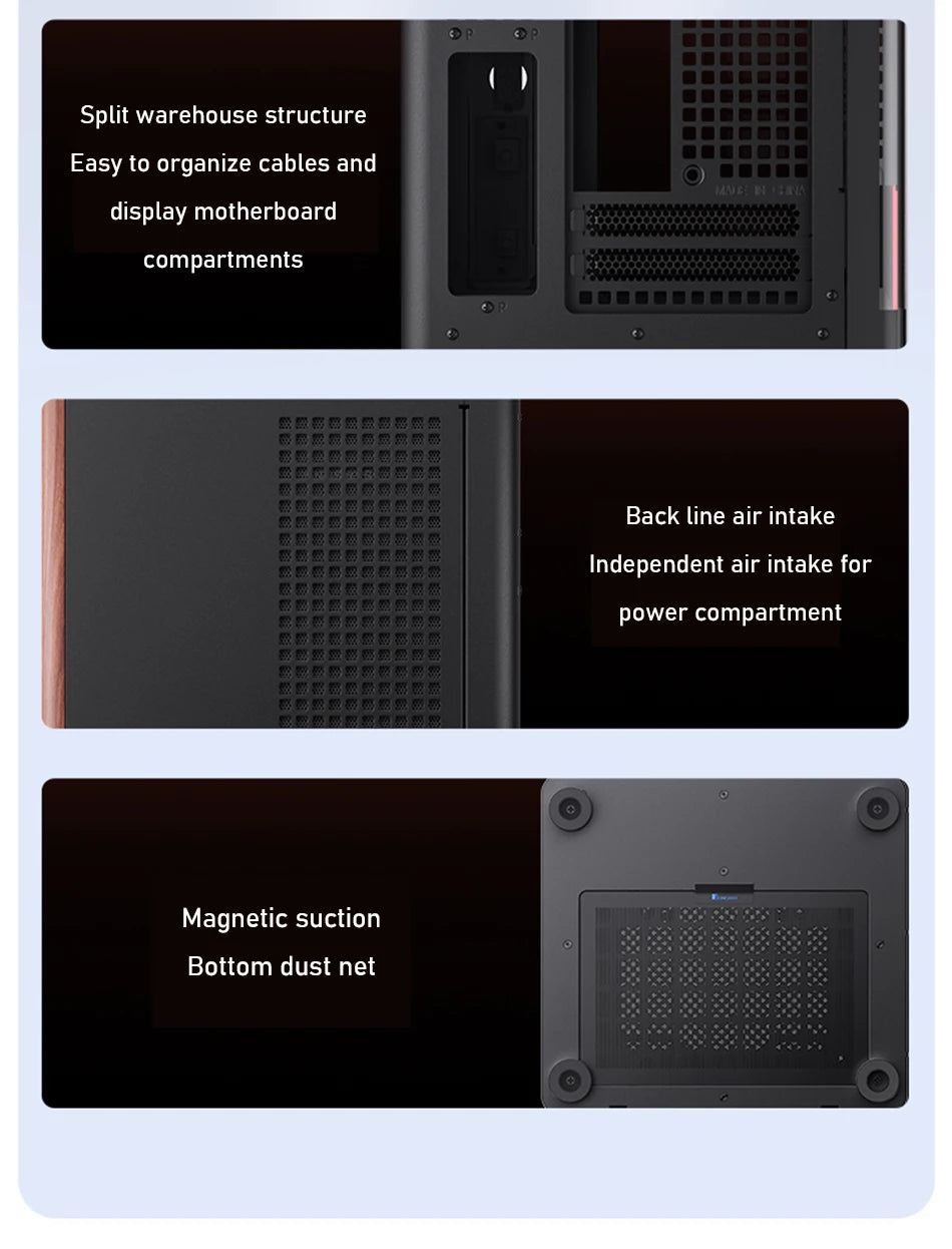Jonsbo TK-0 ITX Sea View Room Case Separated Cabinet Dual-Curved Glass Aluminum Solid Walnut Wood Compact Desktop Chassis
