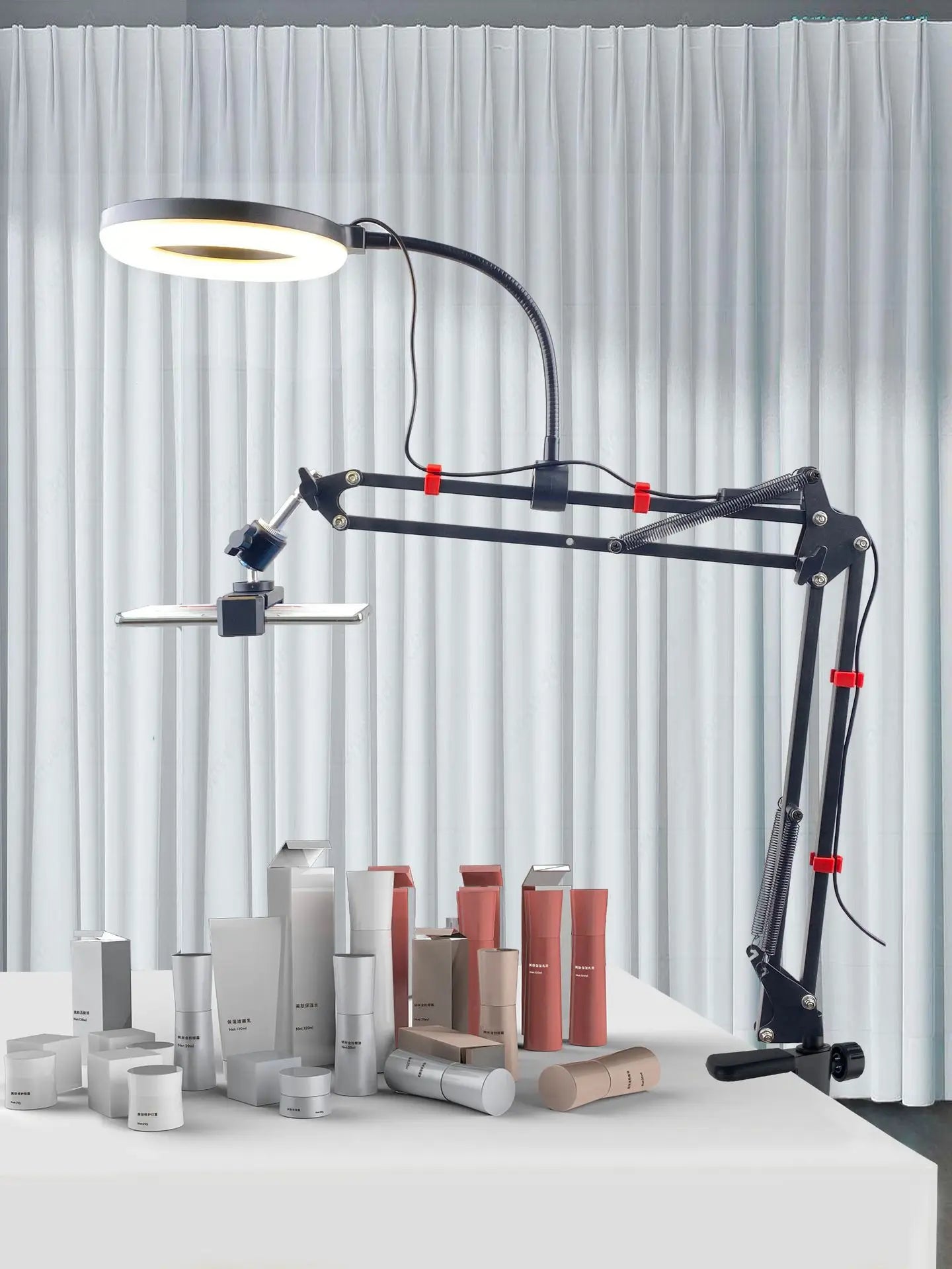Desktop live fill light multi-functional beauty photography selfie food makeup telescopic tilt camera phone stand