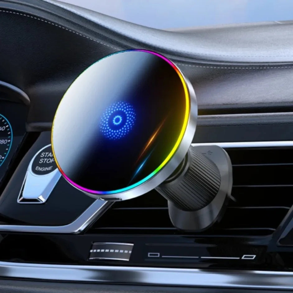 Magnetic Wireless Car Charger  Phone Stand For Magsafe iPhone 17 16 15 14 13 12 Pro Max Air Vent RGB Fast Charging Station Mount