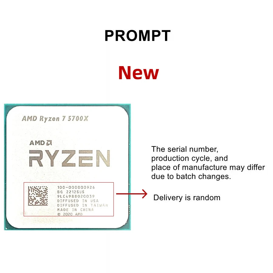 AMD Ryzen 7 R7 5700X 3.4GHz 8-Core 16-Thread New CPU Socket AM4 No Fan Processor