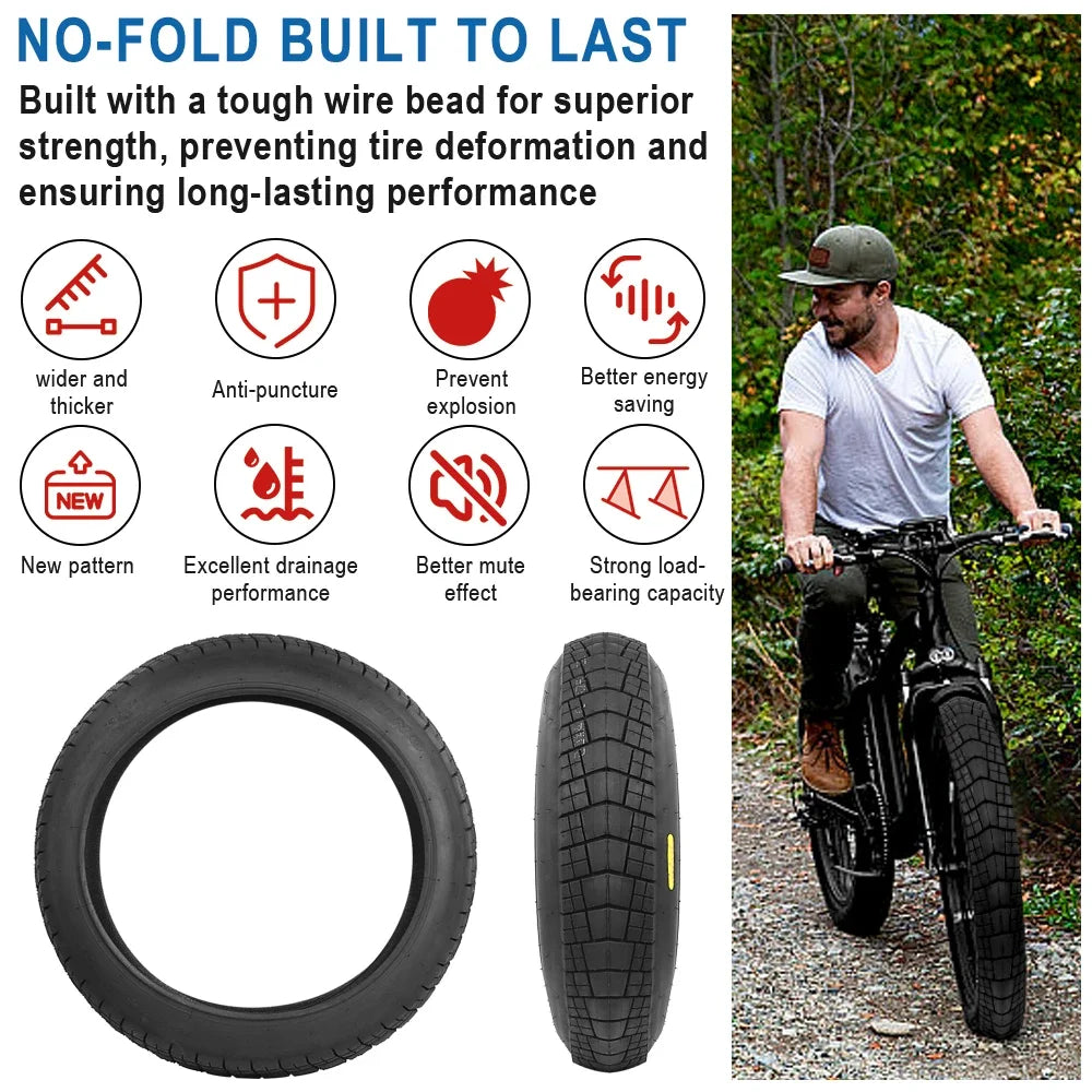 20*4.0 Anti-Slip Fat Tire for Electric Bicycle Tire ATV Tyre Beach Bike Tire City 20x400 Rubber Inner Tube Replacement Parts