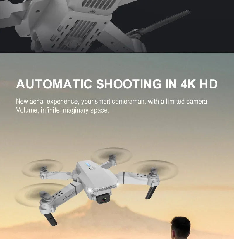DWI D19 E88 Pro Drone 4K Professional HD RC Airplane Dual Camera Wide Angle Head Remote Quadcopter Toy Helicopter for Adults Kid
