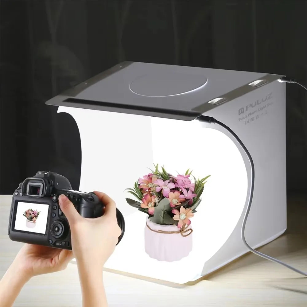 Profession Mini Folding Lightbox Photography Photo Studio Softbox 2 LED Light Soft Box Photo Background Kit for DSLR Camera