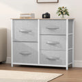 YITAHOME 5-Drawer Fabric Dresser - Steel Frame & Wood Top w/Easy-Pull Bins, for Bedroom, Living Room, Nursery (Cool Gray)