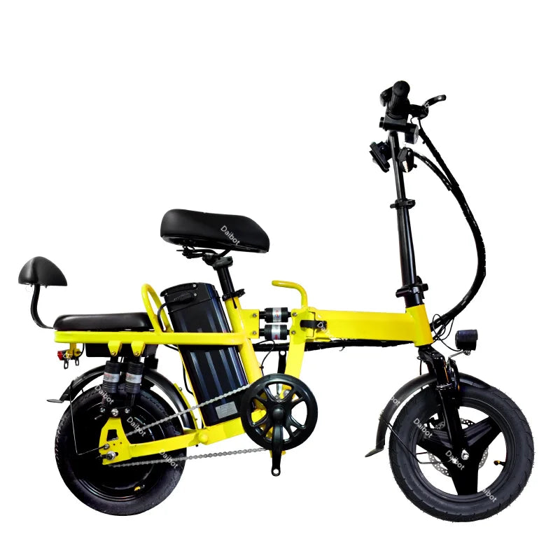 Canada Stock 14 Inch Folding Electric Bicycle For Woman With 2 Seats 500W 48V Pink Lightweight Electric Bike For Adults With USB