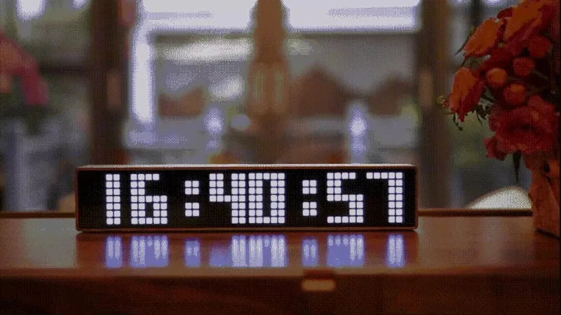 LED Desk Clocks Solid Wood Table Clocks Creative Digital Electronic Clock Modern WiFi Desktop Clock for Living Room Furniture