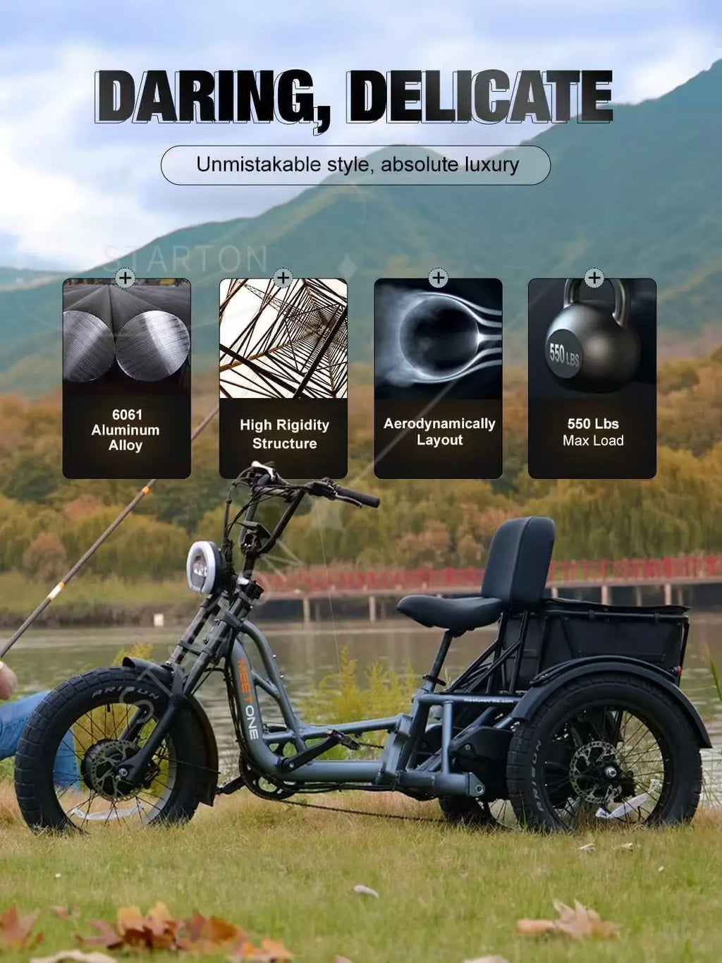 High Power Long Range Dual Motor Dual Battery 3 Wheel E Cargo Trike Adults Sand and Snow Fat Tire Electric Delivery Tricycle