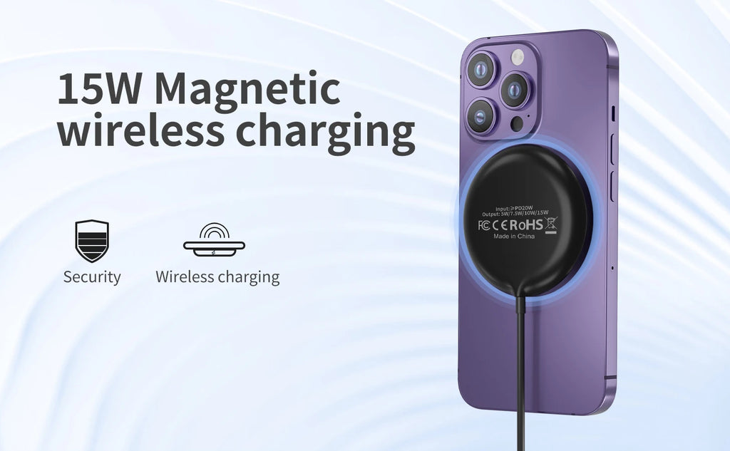 15w Maxsafe Wireless Pad Fast Charging Type-c Magnetic Car Wireless Charger For iPhone 14 13 16 15 Pro XS Max Mini X XR
