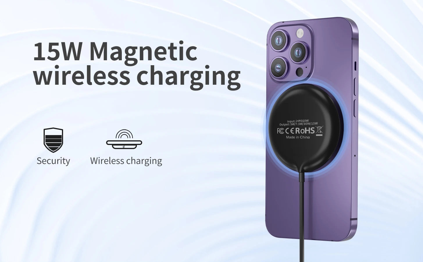 15w Maxsafe Wireless Pad Fast Charging Type-c Magnetic Car Wireless Charger For iPhone 14 13 16 15 Pro XS Max Mini X XR