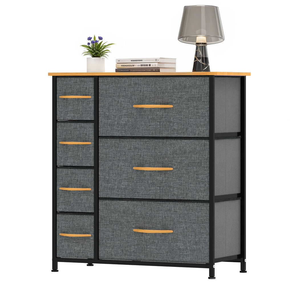 YITAHOME 7-Drawer Fabric Dresser - Steel Frame & Wood Top w/Easy-Pull Bins, Storage Organizer for Bedroom, Living Room, Closet
