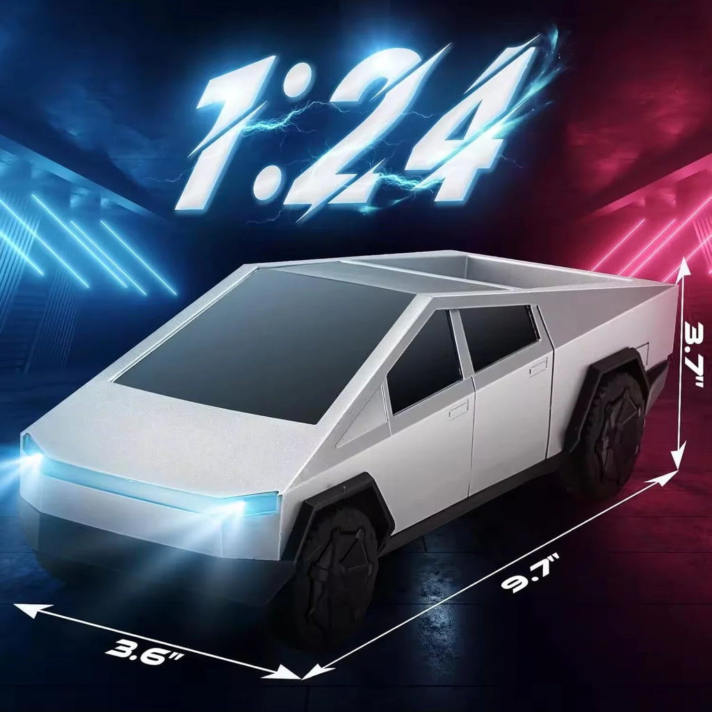 1:24 RC Cybertruck Pickup 4WD Off-Road Remote Control Car, 27Mhz High-Speed Dual Motor Truck with LED Lights,Gift for Boys Kids