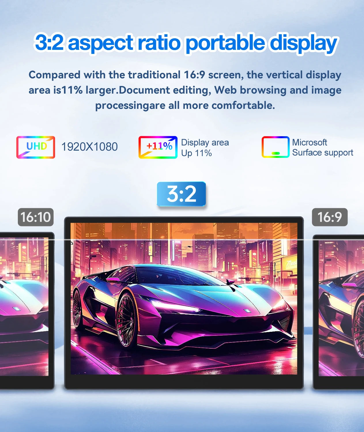HAILESI 10.5 inch 100% sRGB Touch Portable Monitor Gaming Laptop Display with Type C Mini HDMI For PS/Steam/Deck/Switch/PC