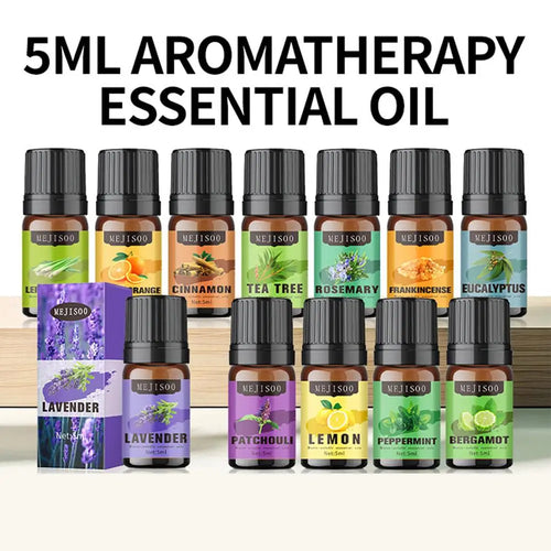 12 Flavors Essential Oils For Aroma Diffuser AirHumidifier Home Water-soluble Lavender Eucalyptus Lemon Bergamot 5ml