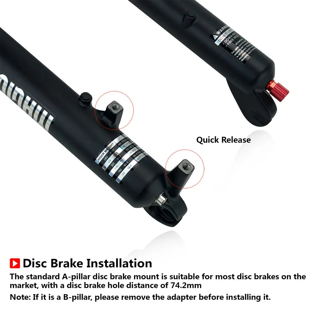 20x4.0 26*4.0 Dual Crown Motor Fork QR 9*135mm 15*135mm Beach Snow Bike Electric Fat Tire Bike Motorcycle Double Crown Air Fork