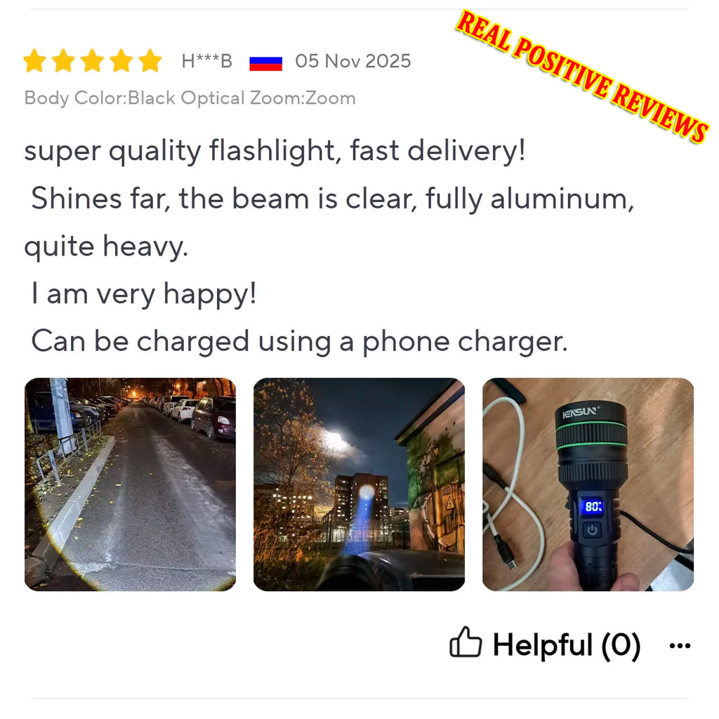 Most Powerful Long Shot LED Flashlight Zoomable Camping Torch Built-in 26650 Battery High Power Tactical Lantern for Outdoors
