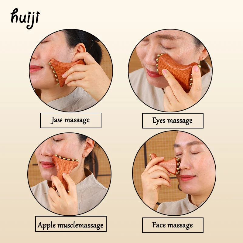 Radiant Skin Savior Lymphatic Detox Face Massager Fades Wrinkles Firms Jawline and Eyes Natural Copper Wood Beauty Tool