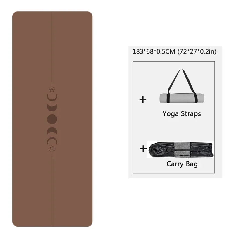 183cm Natural Rubber PU Yoga Mat Thickened, Widened, Shock-absorbing Non-slip, Sweat-absorbent, Sun-moon Fitness Meditation Mat