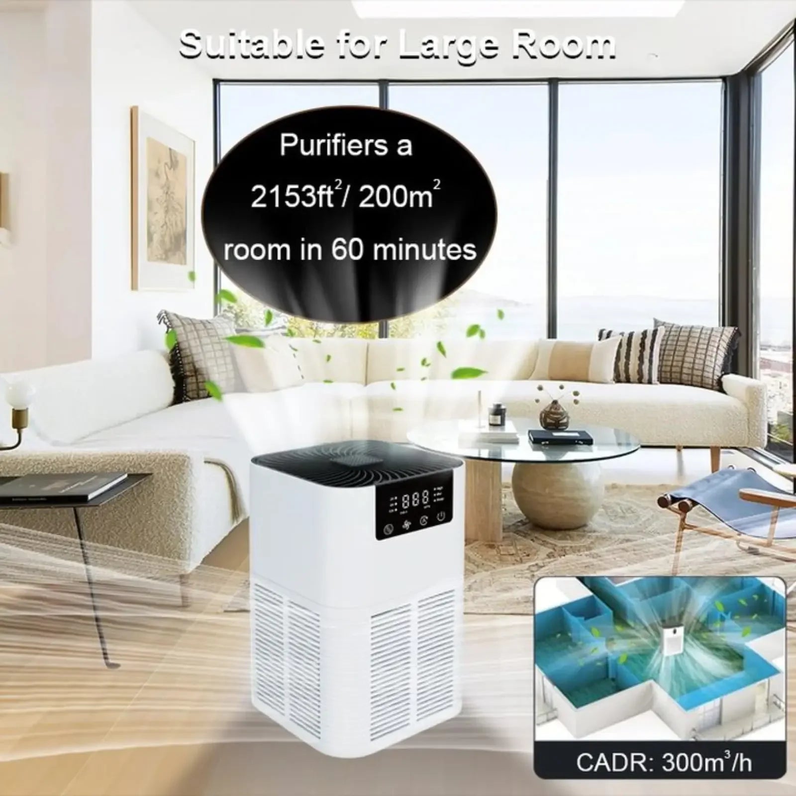 Home Air Purifier for Bedroom, Removes Smoke, Pollen, Dandruff, Hair Odor, with Sleep Mode Speed Control, Can Add Aromatherapy