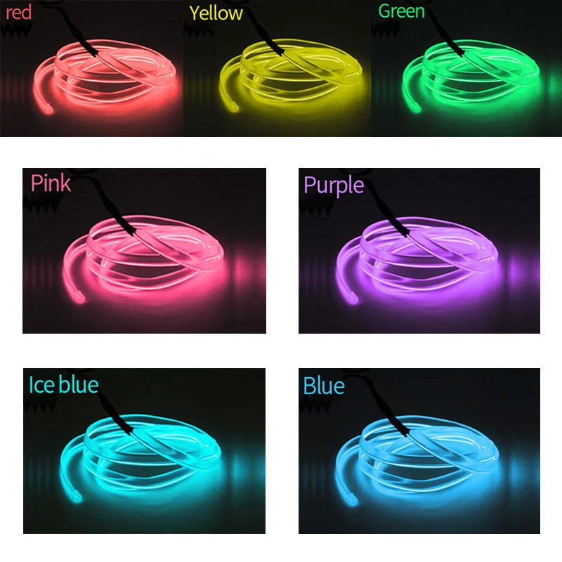 Car Interior Atmosphere Lighting LED Strip DIY Flexible EL Cold Light Line Tube With USB Auto Decoration Ambient Lamp